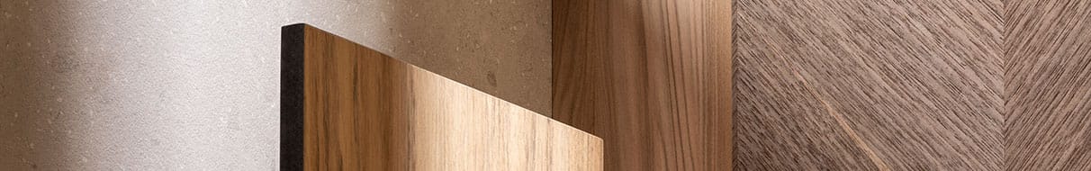 Moodboard met diverse plaatmaterialen uit de Finsa Gama Duo collectie